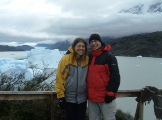 Mike and Florence at Laguna Gray, Torres del Paine NP, Chile