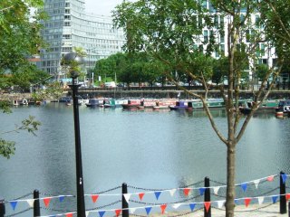 Canal boats docked near the port are available for day trips.