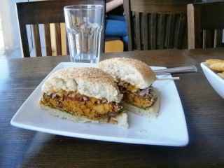 Sweet Potato Burger with mango salsa gets rave review.