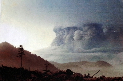 Ash cloud of Mt. St. Helens soon after the May 18, 1980 eruption. Photo credit:  Joan Magin